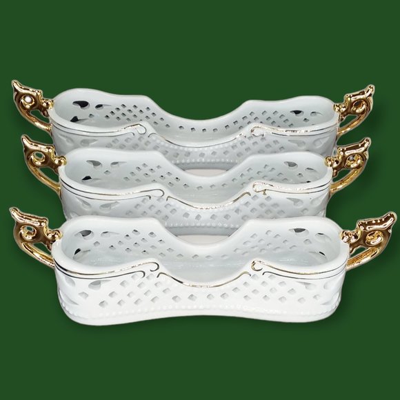 Godinger Dining Museum Re Creations 3 Porcelain Flatware Caddies